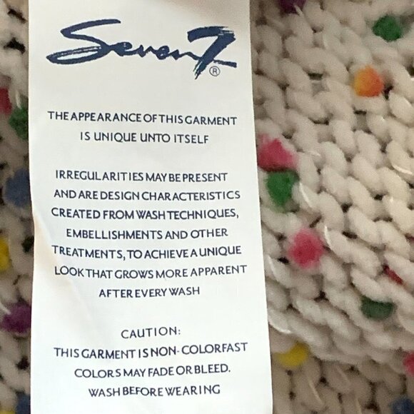 Seven7 Slouchy Chunky Knit Sweater Sz S Multicolor Confetti Pom Poms 193G - Picture 8 of 8